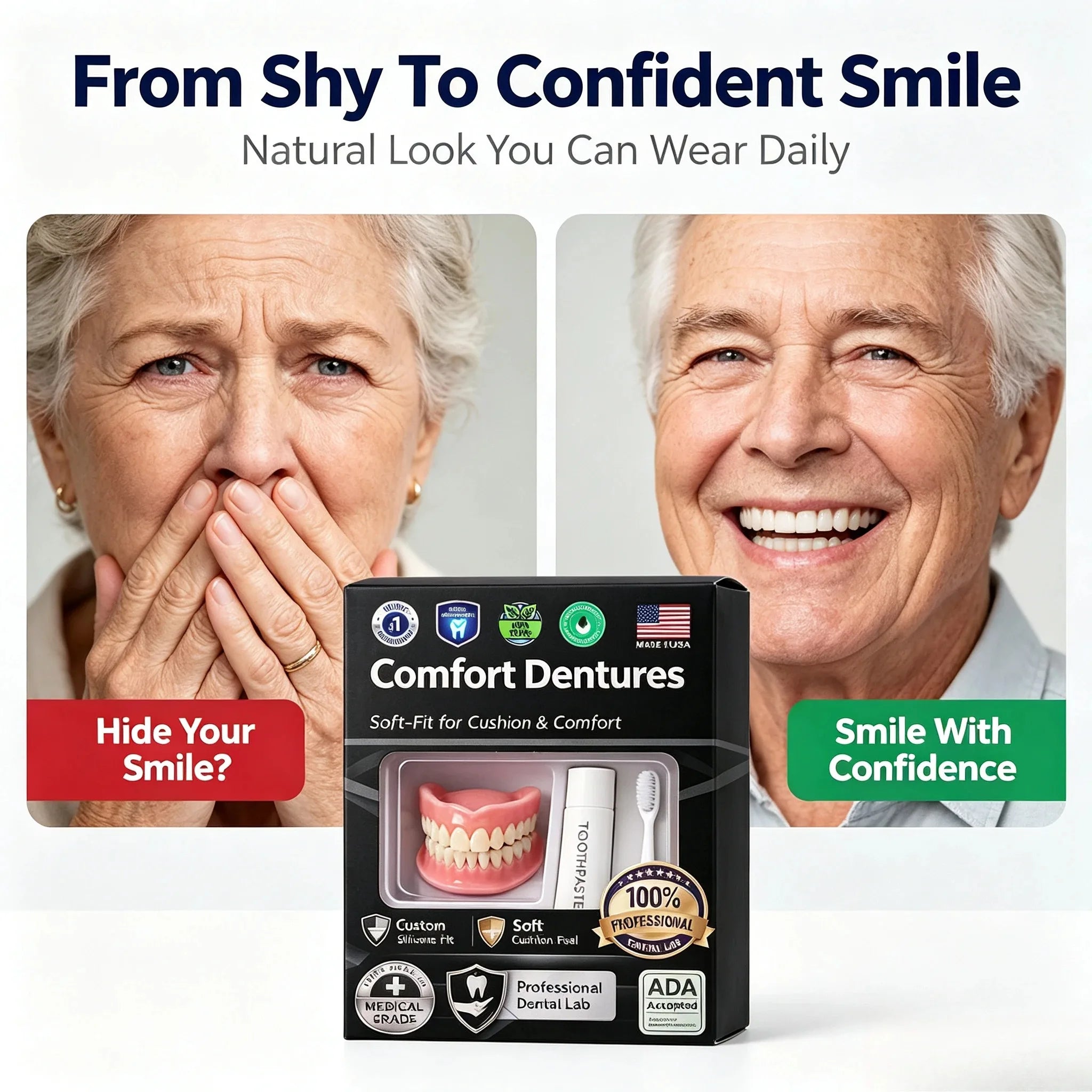 Moldable Silicone Cosmetic Teeth - Instant Smile Veneer Kit - 3