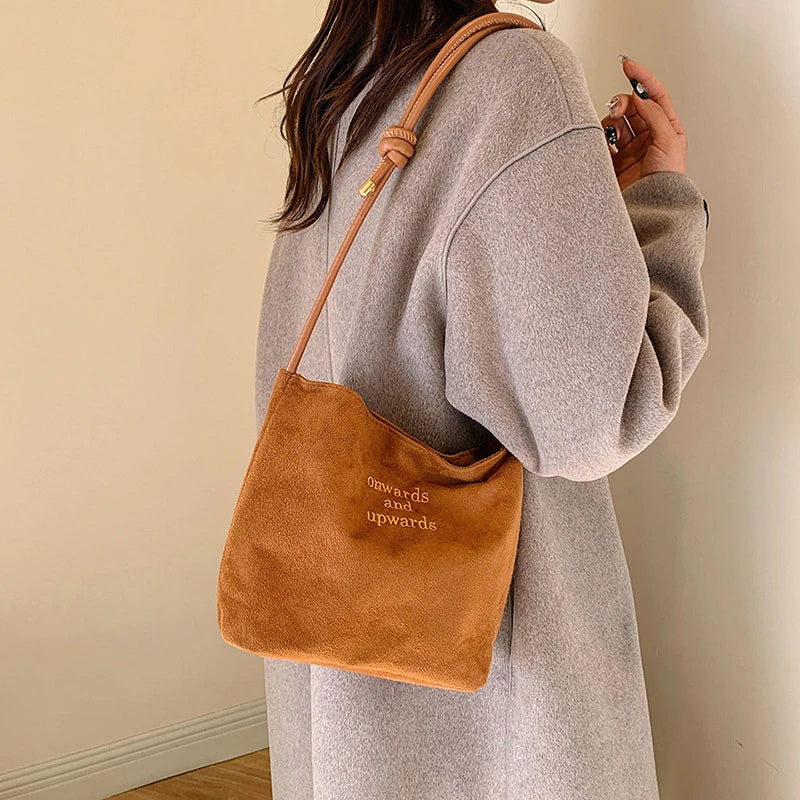 Luxury Retro Suede Shoulder Bag