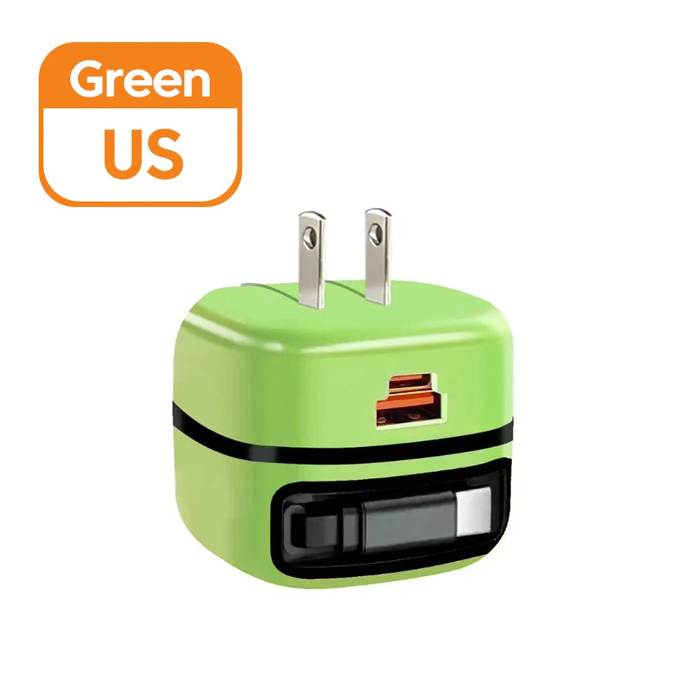65W Fast USB-C Charger & Retractable Cable Adapter for Laptop and Phone - 19