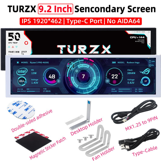 9.2" PC Chassis Secondary Screen - IPS Hardware Monitor for CPU/GPU Stats