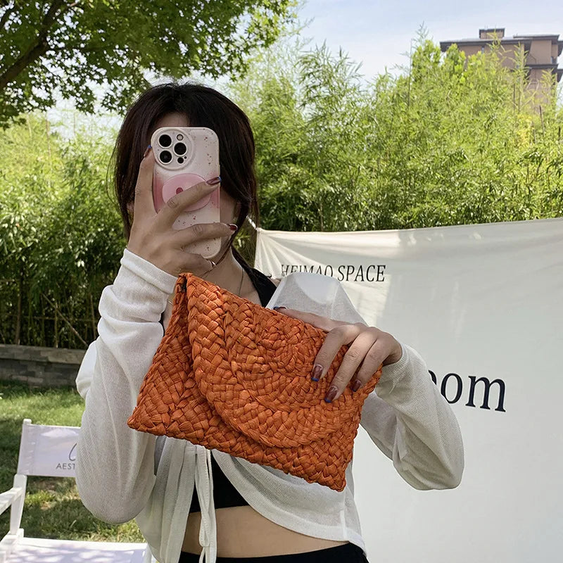 Luxury Woven Straw Clutch