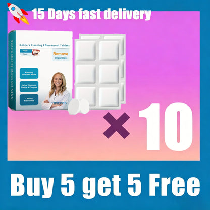 Effervescent Denture Cleaning Tablets for Deep Stain & Odor Removal