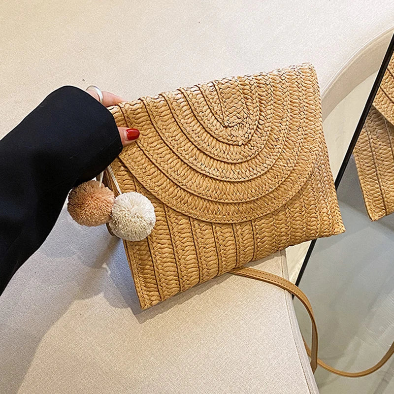 Luxury Woven Summer Straw Clutch