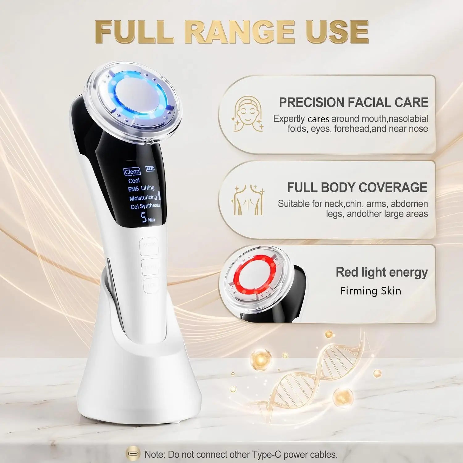 5-in-1 LED Micro-Current Facial Massager for Skin Tightening & Rejuvenation - 2