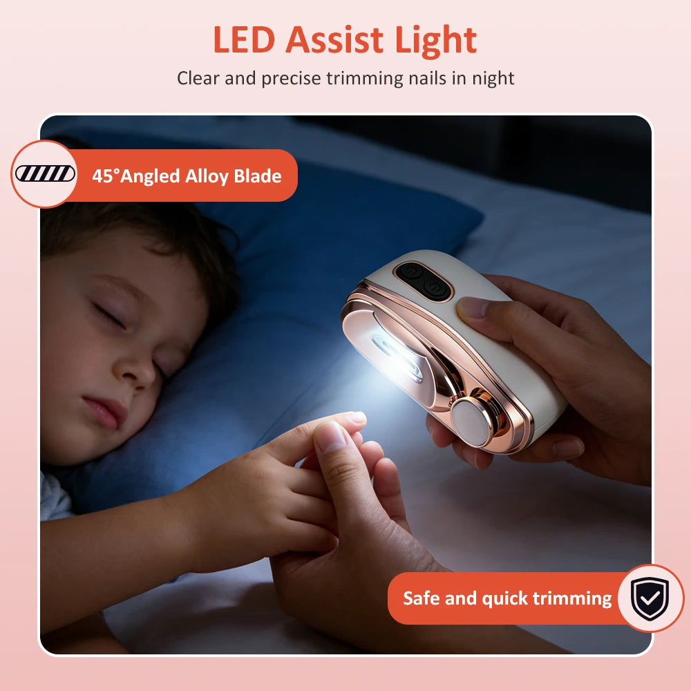 Electric Automatic Nail Trimmer & Polisher with LED Light for Safe Nail Care