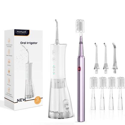 Portable Oral Irrigator & Sonic Toothbrush Combo Set for Deep Teeth Cleaning