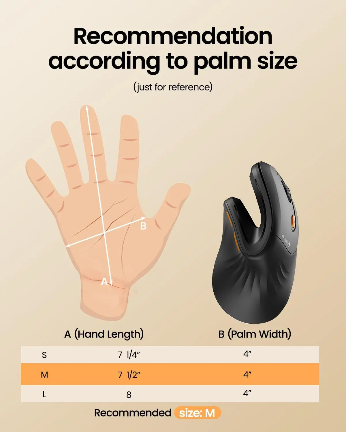 ProtoArc Wireless Ergonomic Vertical Mouse - Rechargeable Bluetooth Optical