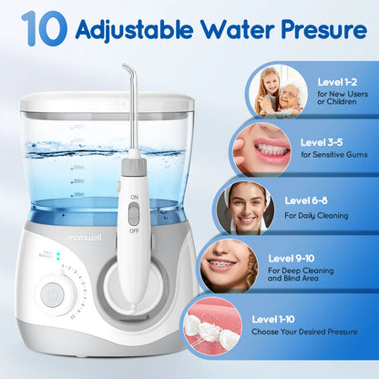 Professional Electric Oral Irrigator Water Flosser with 8 Nozzle Heads