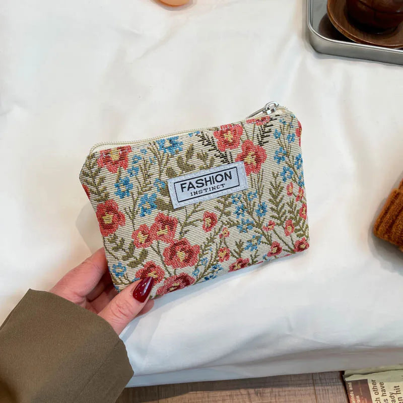 Luxury Retro Floral Canvas Clutch