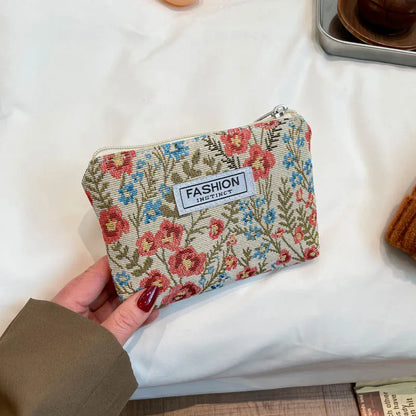 Luxury Retro Floral Canvas Clutch