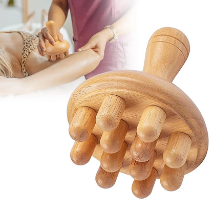 Wooden Mushroom Massager - Manual Wood Therapy Tool for Muscle & Body Relief