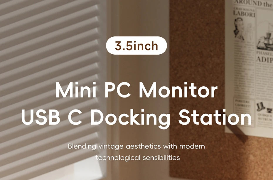 3.5" IPS Mini PC Data Monitor & USB-C Docking Station for Laptop