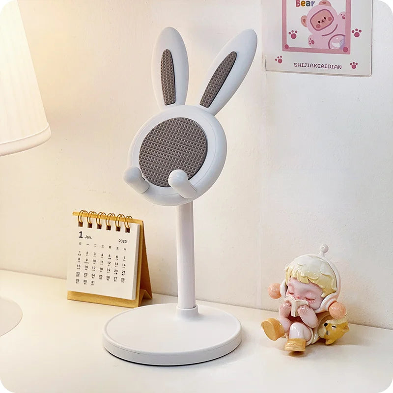 Cute Cartoon Bunny Phone Holder Stand for Desk - Adjustable & Universal Fit