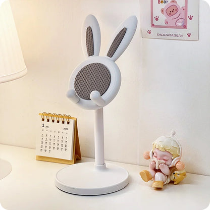 Cute Cartoon Bunny Phone Holder Stand for Desk - Adjustable & Universal Fit