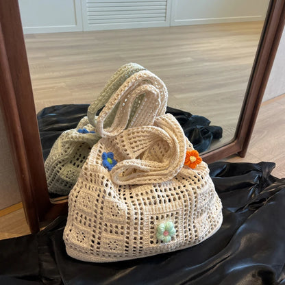 Luxury Flower Knitted Tote
