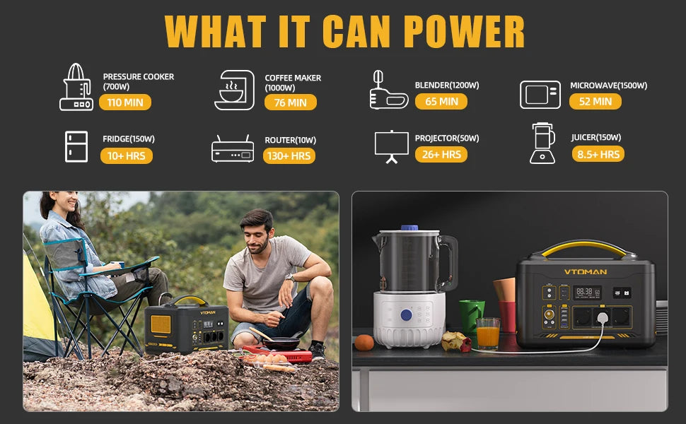 VTOMAN Portable Power Station 1548Wh LiFePO4 Solar Generator for Camping - 12