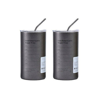 600ml Insulated Stainless Steel Coffee Mug with Straw – Portable Travel Cup