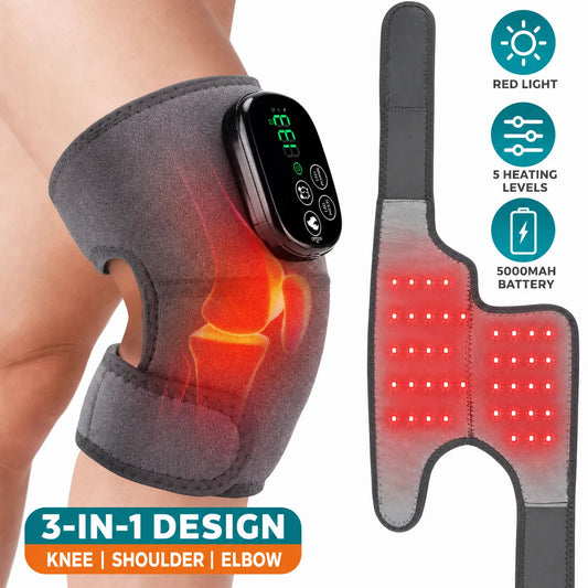 Cordless Heated Knee Wrap with Red Light Therapy and Adjustable Heat