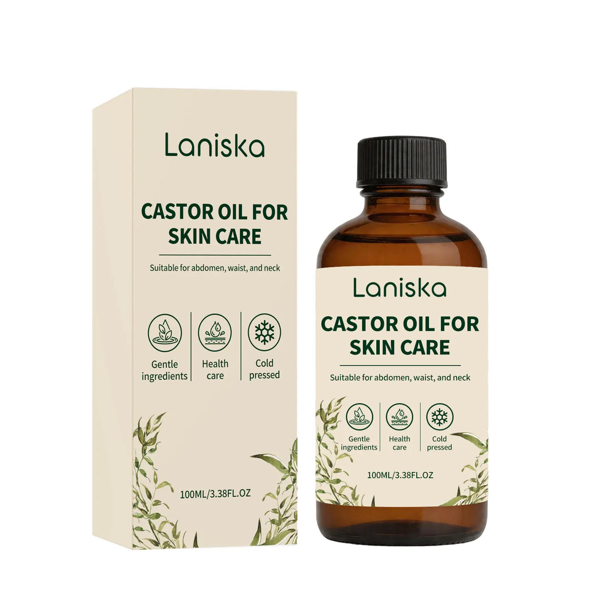 Pure Cold-Pressed Castor Oil for Deep Skin Hydration and Body Massage