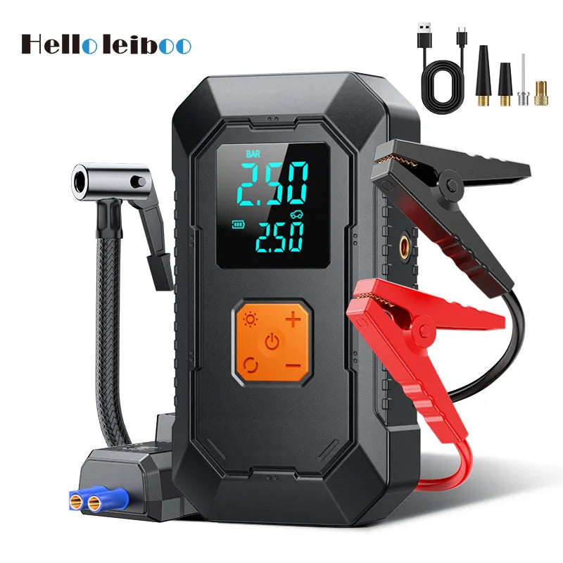 4-in-1 Portable Car Jump Starter & Tire Inflator with LED Light - 1