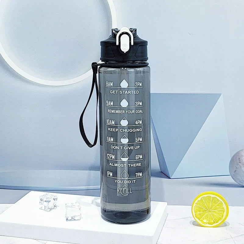 Motivational 750ml Sports Water Bottle with Time Marker & Leak-Proof Straw - 26