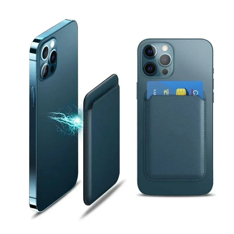 Magnetic Leather Wallet Case for iPhone & Samsung - Slim Card Holder Cover - 2