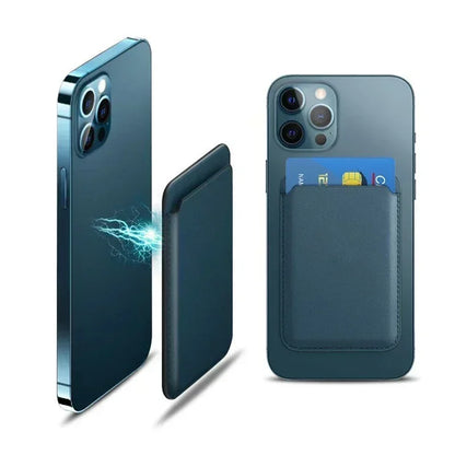 Magnetic Leather Wallet Case for iPhone & Samsung - Slim Card Holder Cover