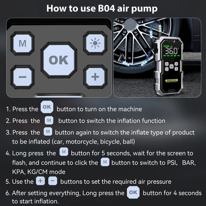 6000A Car Jump Starter with 150PSI Air Compressor & Power Bank