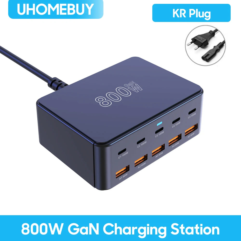 100W GaN Desktop Fast Charging Station - 10-Port USB-C & USB-A Power Hub - 19