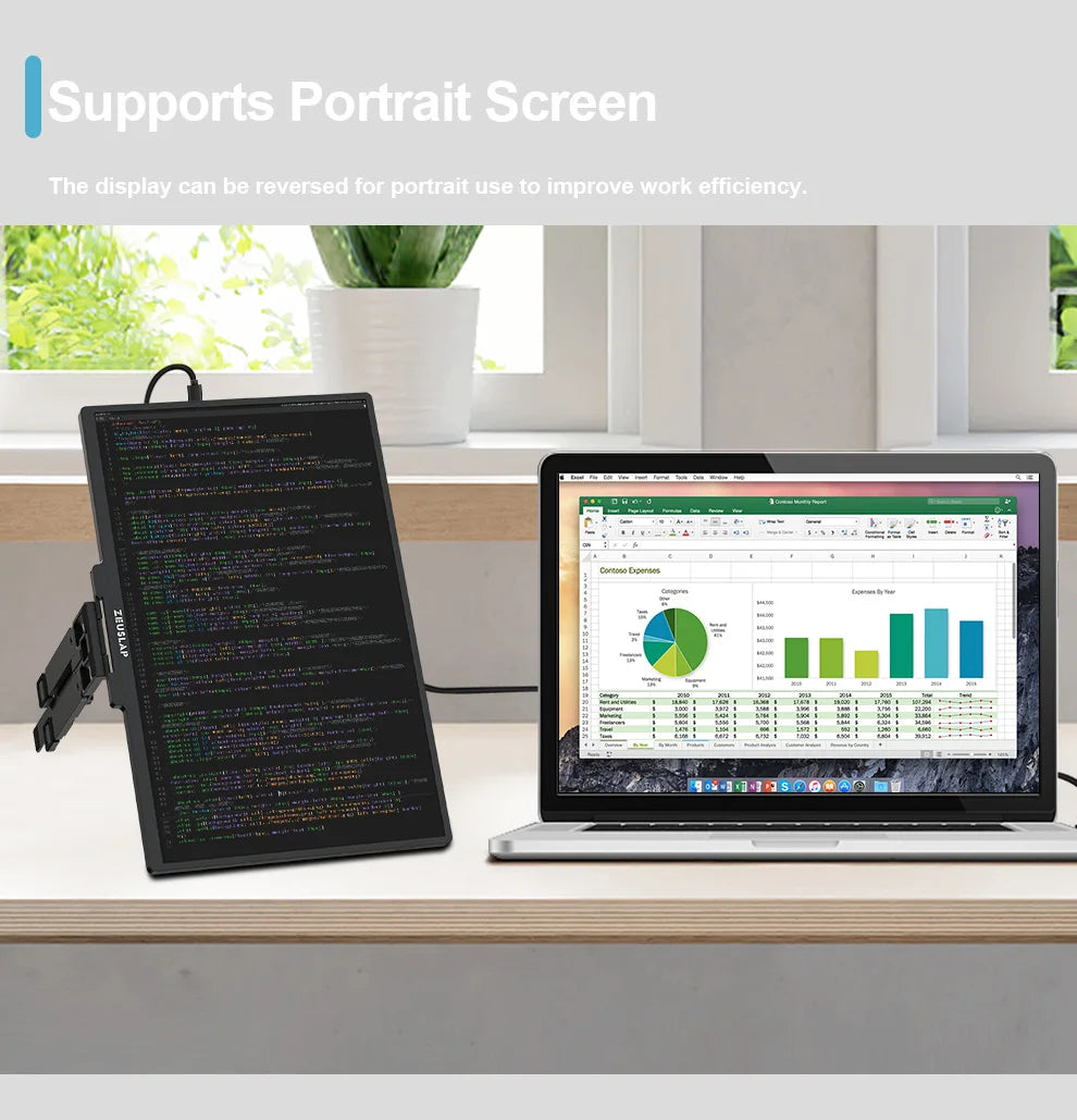 16" QHD Stackable Portable Monitor - Dual Screen Laptop Display 2560x1600 - 14