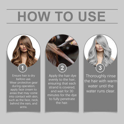 Permanent Silver Gray Hair Dye Cream - Professional Root & Full Coverage Formula