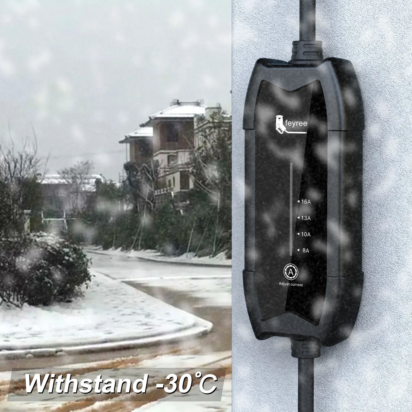 Portable EV Charger Type 2 - 16A 3.5KW Adjustable Electric Vehicle Charger