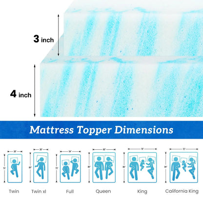 4-Inch Gel Memory Foam Mattress Topper - Cooling & Pressure Relief Bed Pad