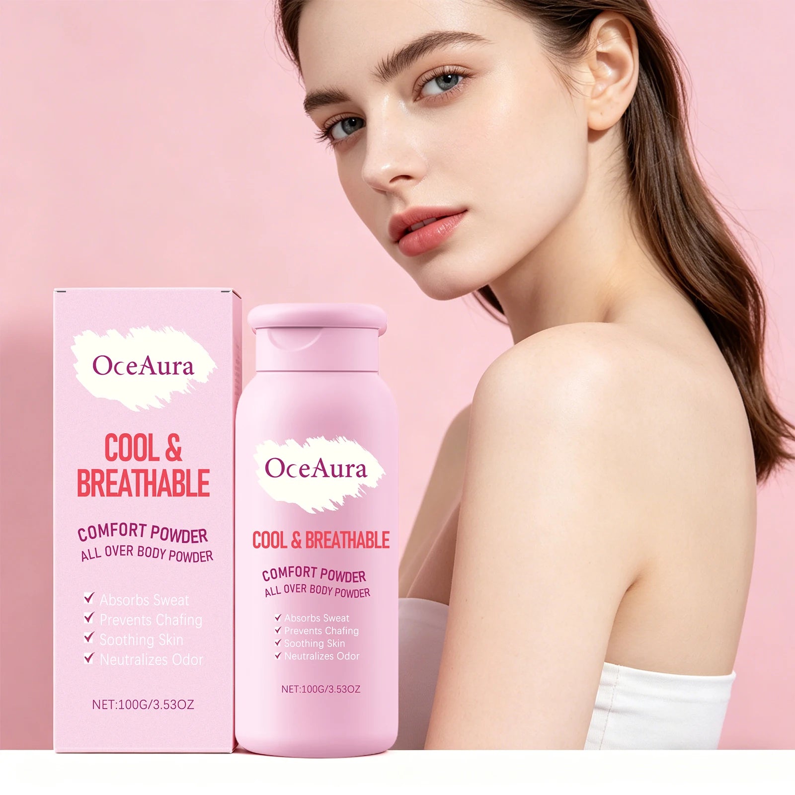 OceAura All-Over Body Cooling Powder - Sweat Absorbing & Anti-Chafing Formula - 2
