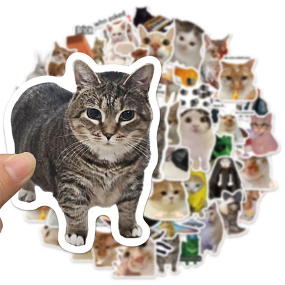 Funny Cat Meme Sticker Pack - 100 Pcs Waterproof Decals for DIY Projects