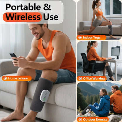 Cordless Air Compression Leg Massager with Heat for Calf Pain Relief