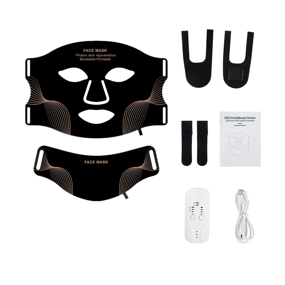 Wireless 7-Color LED Light Therapy Silicone Face & Neck Mask - 19