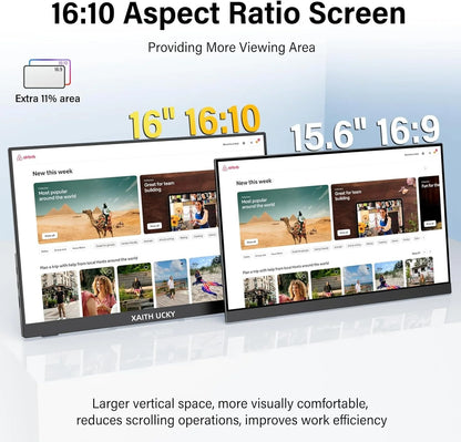 16" FHD Portable Touch Monitor IPS 1200P Display with Kickstand & VESA
