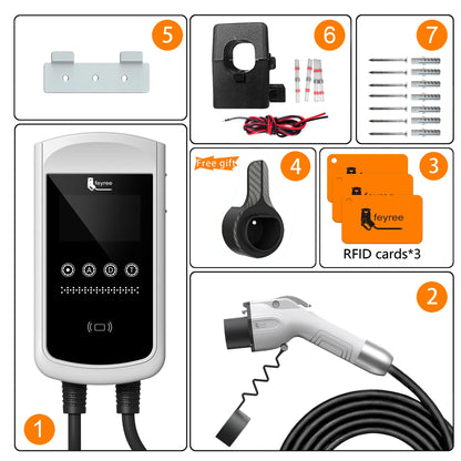 Feyree Smart EV Charging Station - WiFi App Control & Dynamic Load Balancing