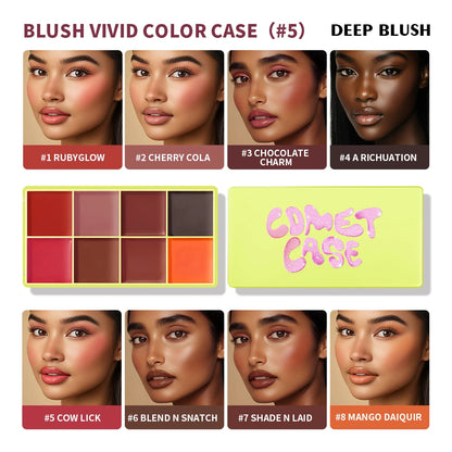 8-Color Cream Blush Palette - Long-Lasting Matte Face Makeup