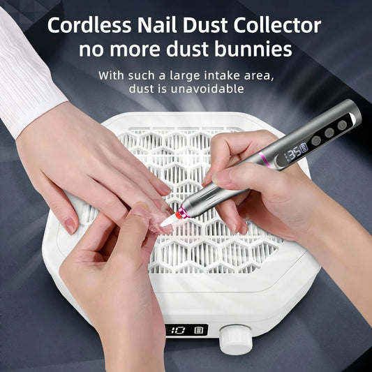 Professional Cordless Nail Dust Collector - High-Power Vacuum Cleaner with LED Screen