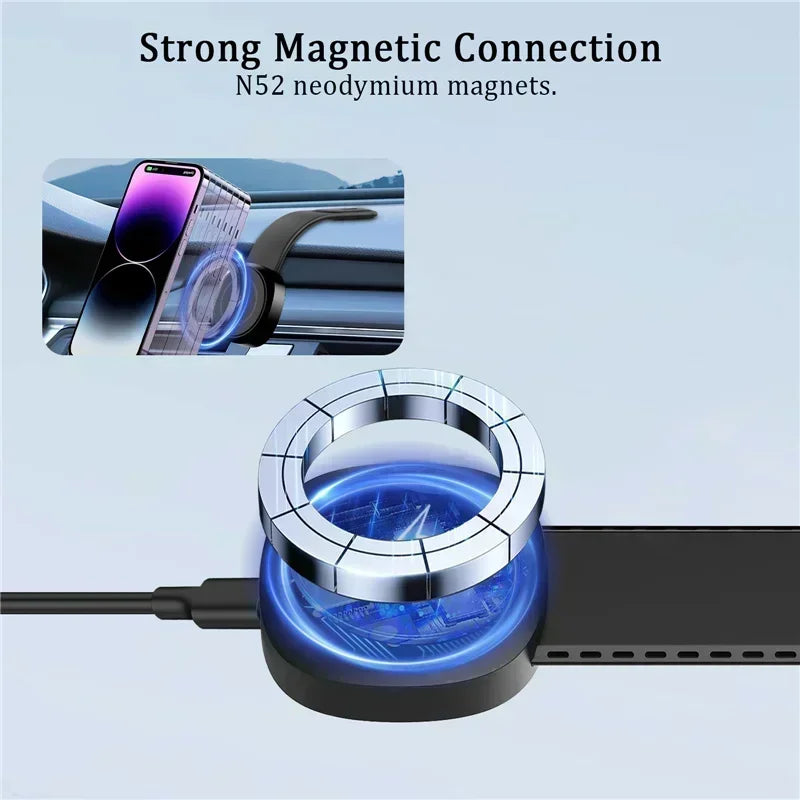 Magnetic Wireless Car Charger for iPhone 16 15 14 13 12 - 15W Fast Mount - 16