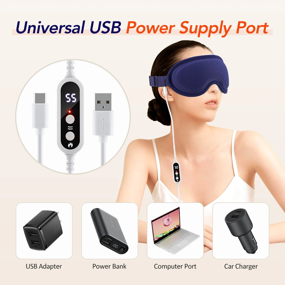 Electric Heated Eye Mask with Vibration Massage for Dry Eyes & Strain Relief - 11