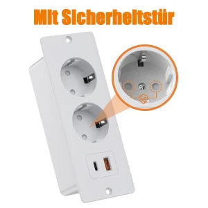 German Standard Dual Socket with PD 20W USB-C & 2.4A USB Fast Charging