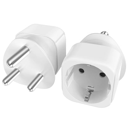 Universal Travel Plug Adapter 2-Pack - Convert EU to US, IT, CH, SA