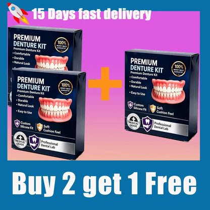 Premium Silicone False Teeth Kit - Natural Smile Cosmetic Denture