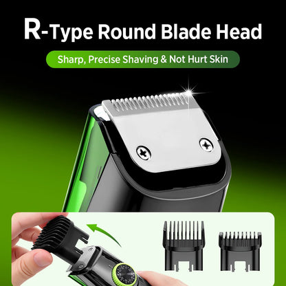 Cordless Vacuum Beard Trimmer – Rechargeable Electric Shaver for Precise Grooming