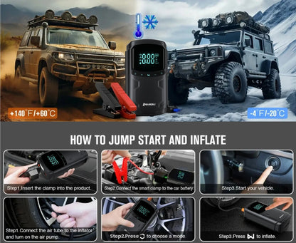 5000A Car Jump Starter with 150PSI Air Compressor & Portable Power Bank
