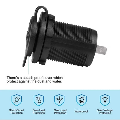 12V Waterproof Car Cigarette Lighter Socket Power Outlet for Vehicles
