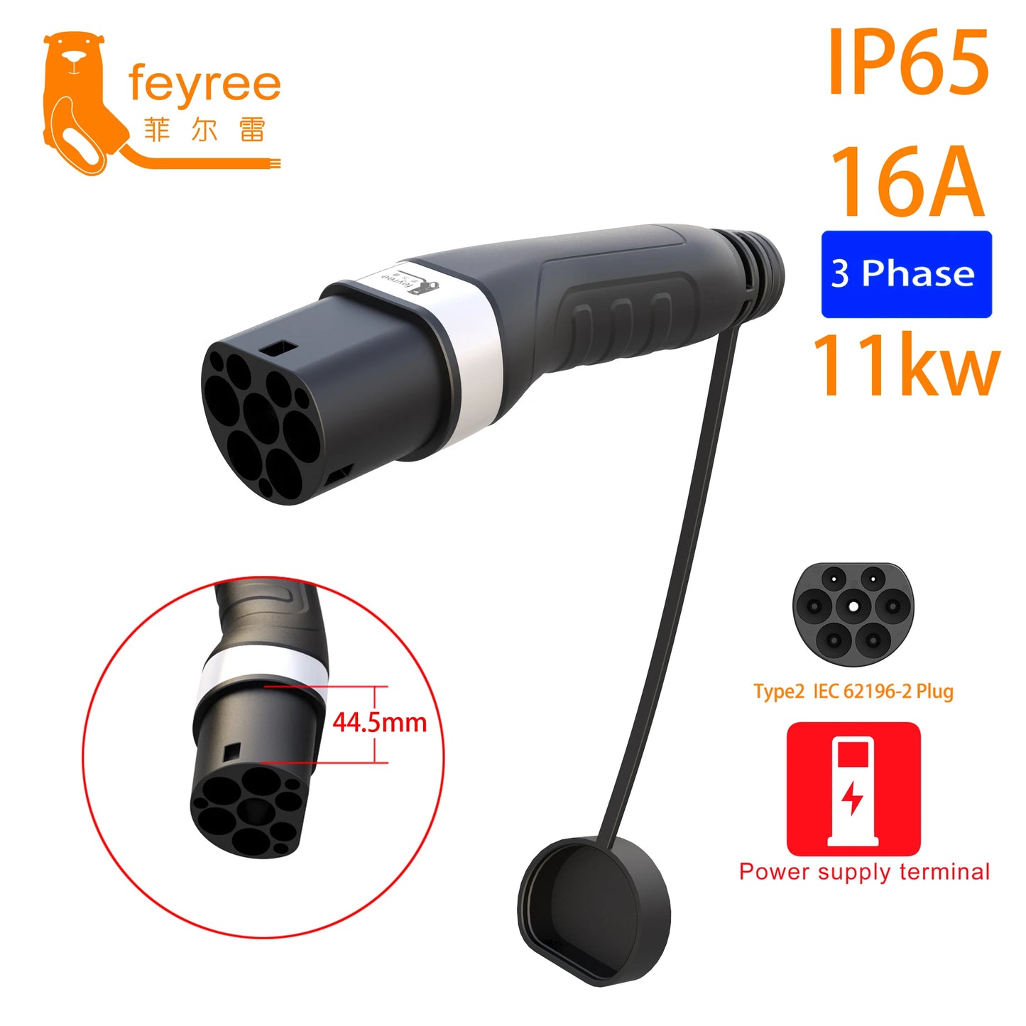 Type 2 Male EV Charging Plug - 16A/32A Universal Electric Car Charger
